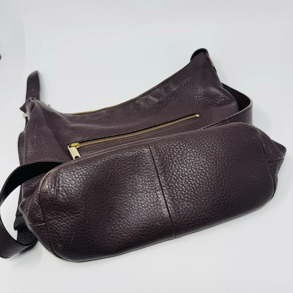 Talbots Leather Shoulder Bag Womens One Size Brown‎ Hobo Purse Zip Classic
